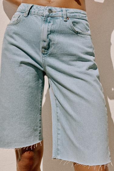 Z1975 MID-WAIST DENIM BERMUDA SHORTS - Light blue by Zara