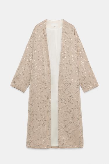 جاكيت كيمونو بترتر - رمادي داكن by Zara
