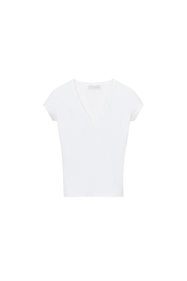 V-NECK T-SHIRT - White by Zara