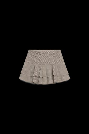 FALDA PANTALÓN VOLANTES - tostado de Zara - Imagen 0