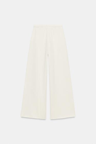 WIDE-LEG PLUSH TROUSERS - Ecru by Zara - Image 5