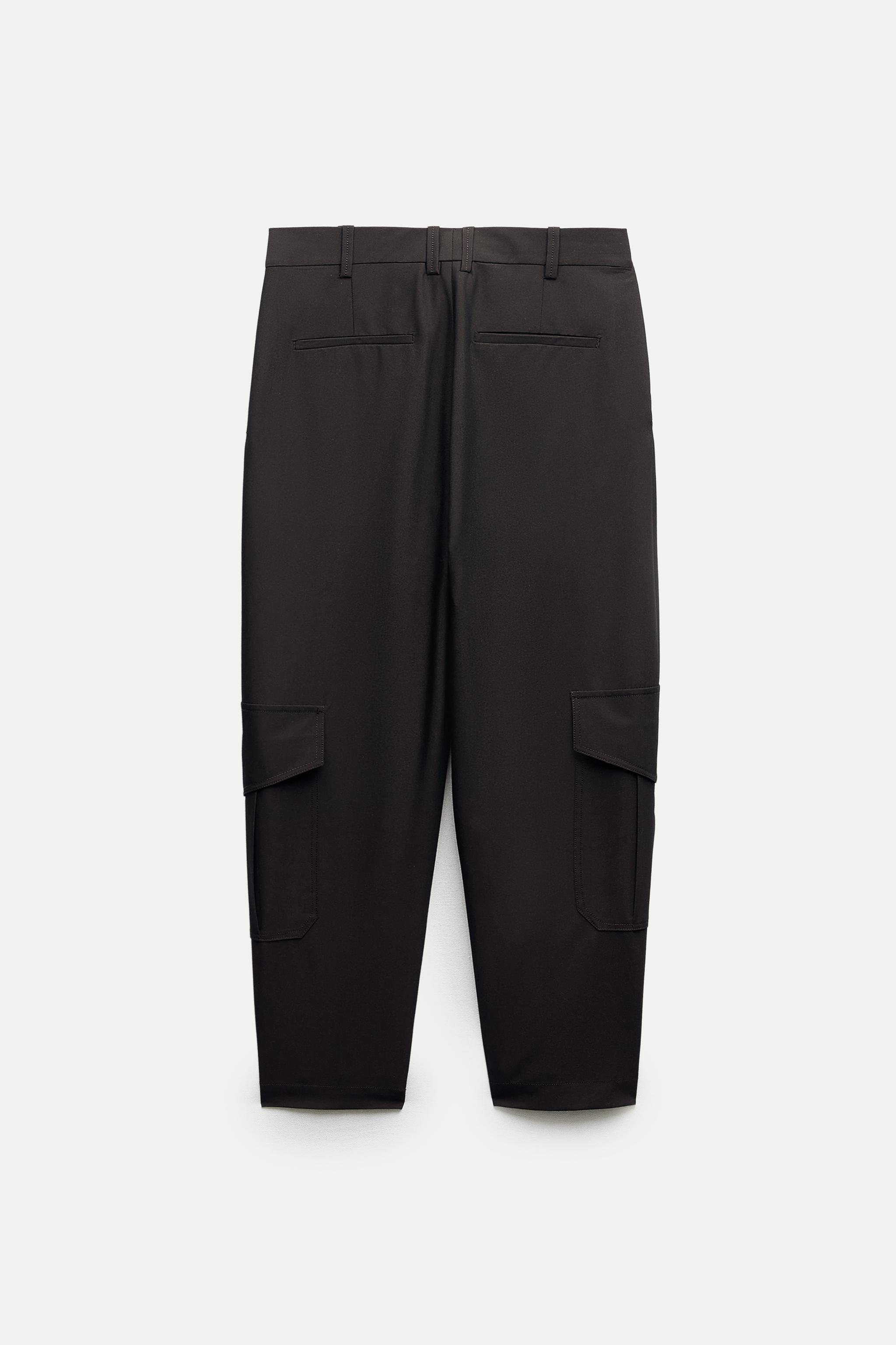 STRAP HEM PANTS ZW COLLECTION - Dark brown