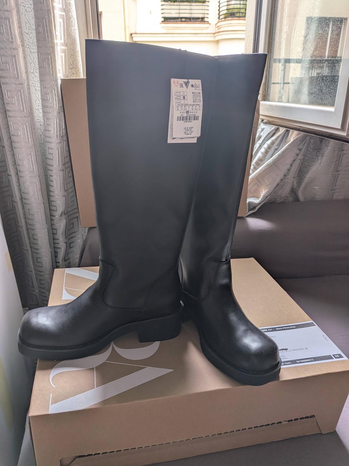 FLAT LEATHER WATER-REPELLENT KNEE-HIGH BOOTS - Image 6