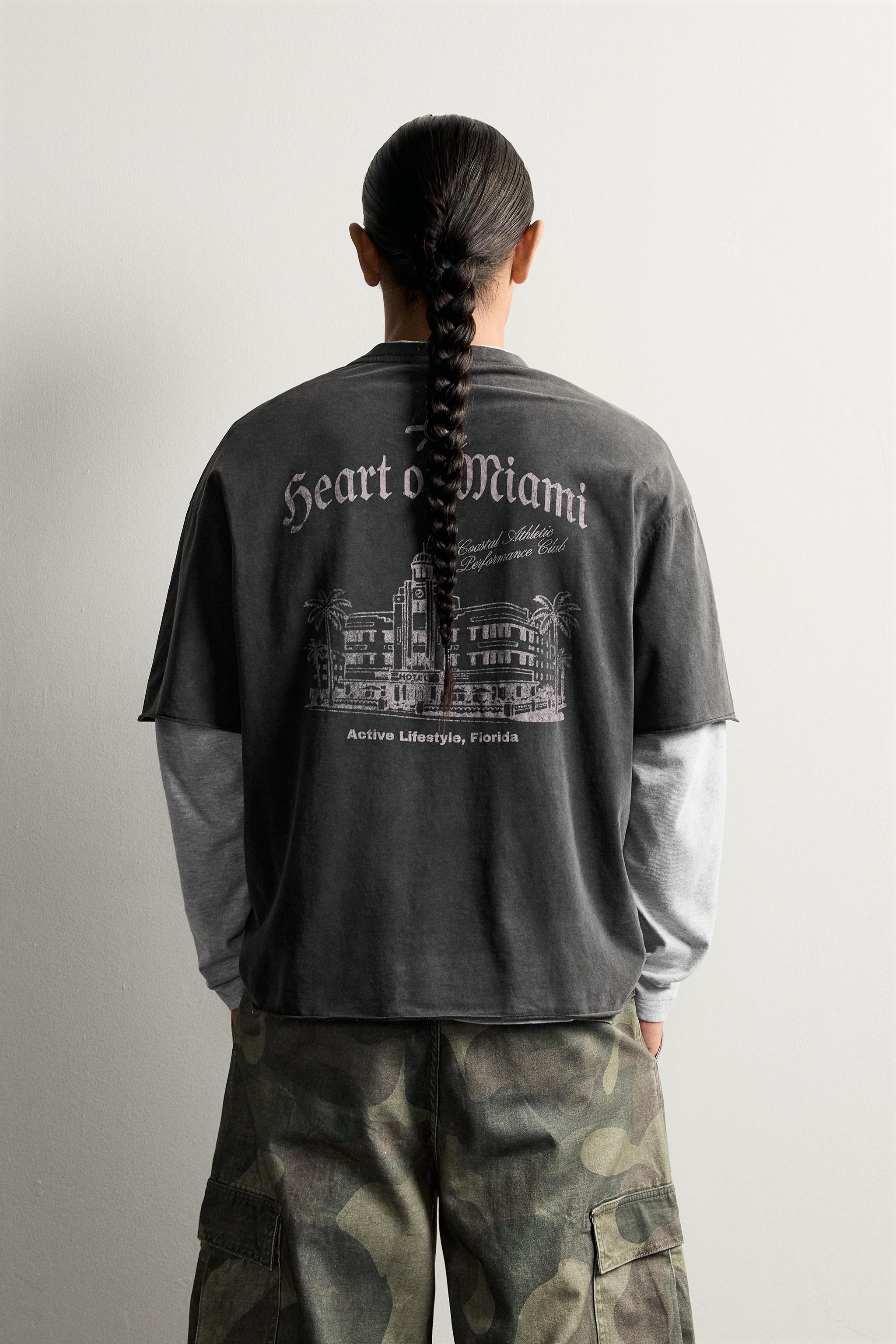Zara YIKAMA EFEKTİLİ RELAXED FIT BASKILI T-SHIRT görsel 3
