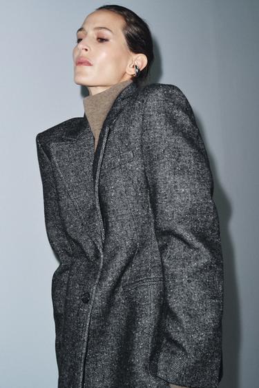 BLAZER PÉPLUM AVEC LAINE ZW COLLECTION - Noir / Blanc de Zara - Image 2