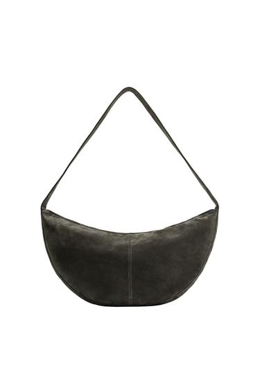LEATHER SHOULDER BAG - Grey by Zara