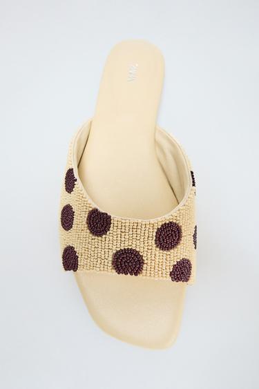 SANDALES PLATES IMPRIMÉES À PERLES - Multicolore de Zara