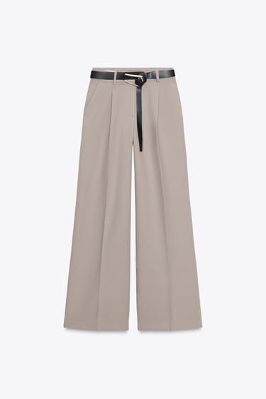 بنطلون مستقيم ببنسات وحزام - الخاص بـ Zara