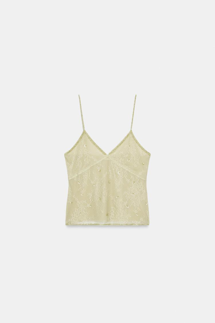 TOP CAMISOLA DE ENCAJE CON ABALORIOS 6