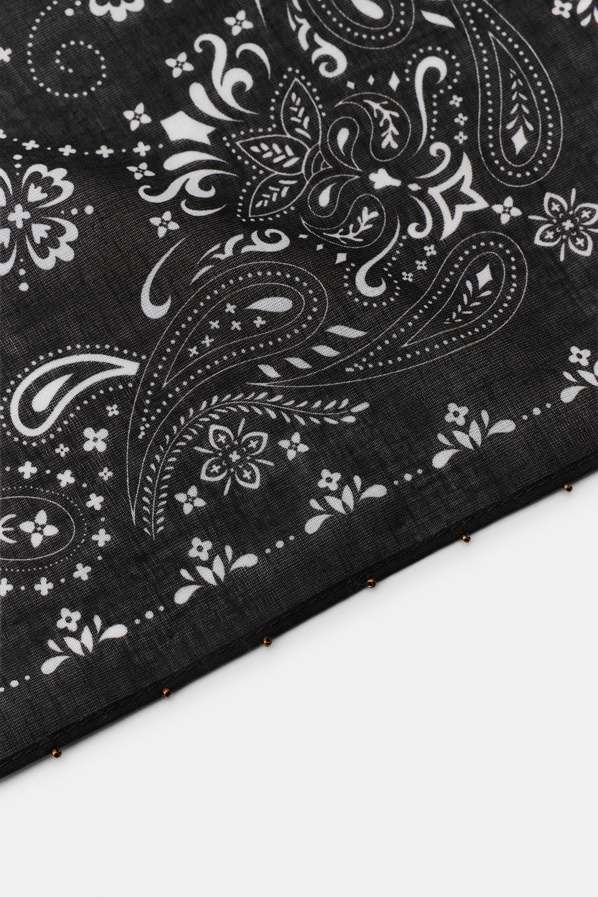 FOULARD BANDANA À IMPRIMÉ CACHEMIRE ET FLEURS