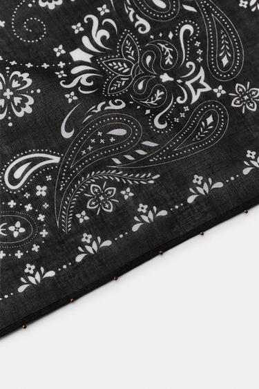 FOULARD BANDANA À IMPRIMÉ CACHEMIRE ET FLEURS - Marron de Zara - Image 3