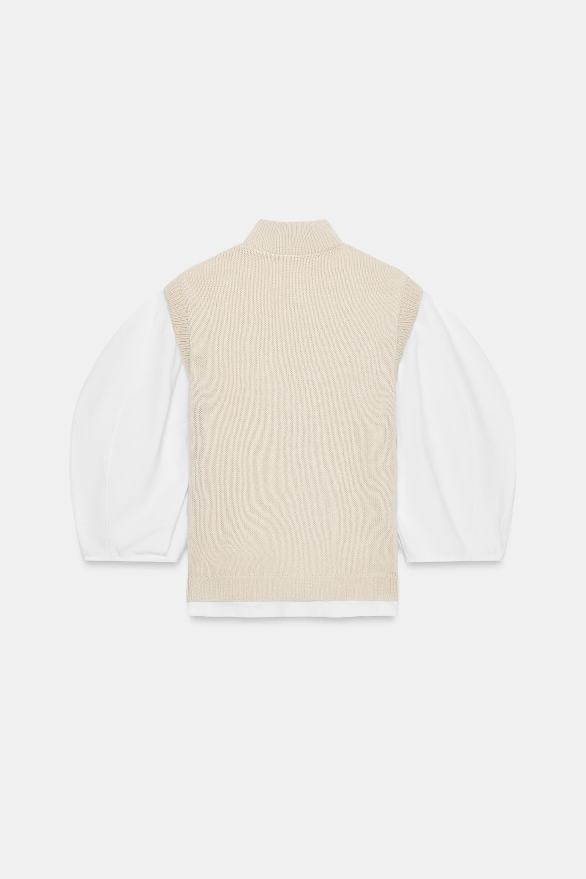 T-SHIRT EN MATIÈRES VARIÉES AVEC CHALECO
