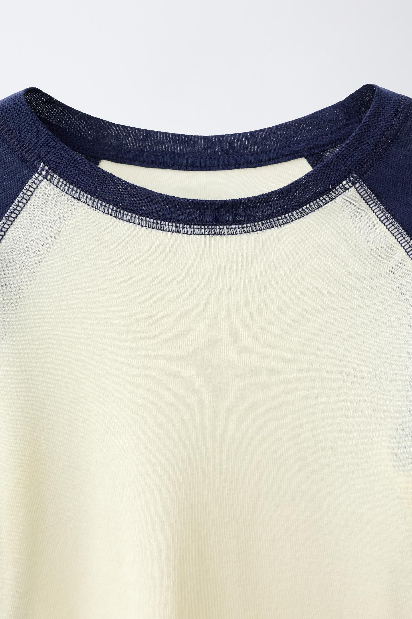 Детская футболка Zara Raglan Sleeve, цвет: Тёмно-синий / Белый — фото 3