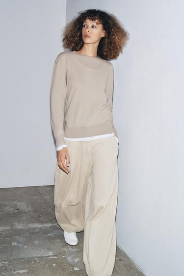 PULL 100 % LAINE ULTRA-DOUCE MANCHES LONGUES - Beige de Zara - Image 0