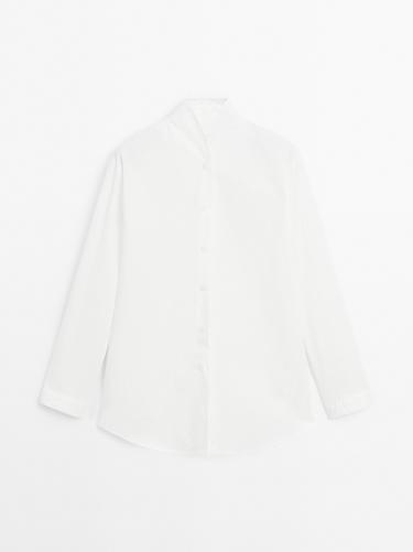 Zara High neck poplin shirt - Limited Edition - Oyster-white