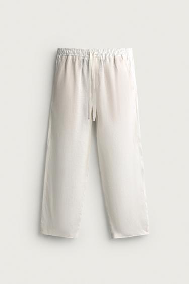 RELAXED-FIT-HOSE AUS 100 % LEINEN - Weiß von Zara