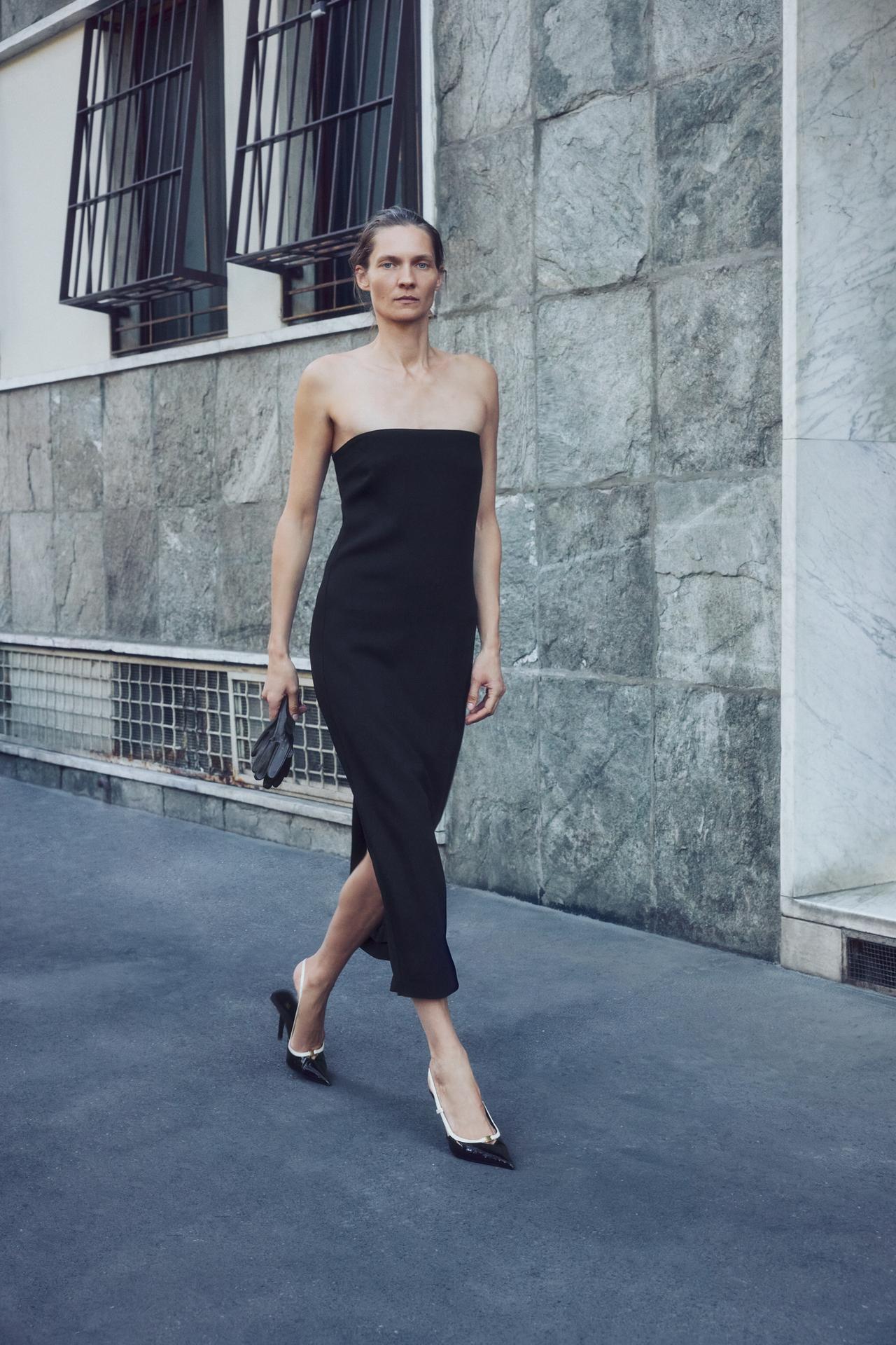 STRAIGHT NECKLINE LONG DRESS