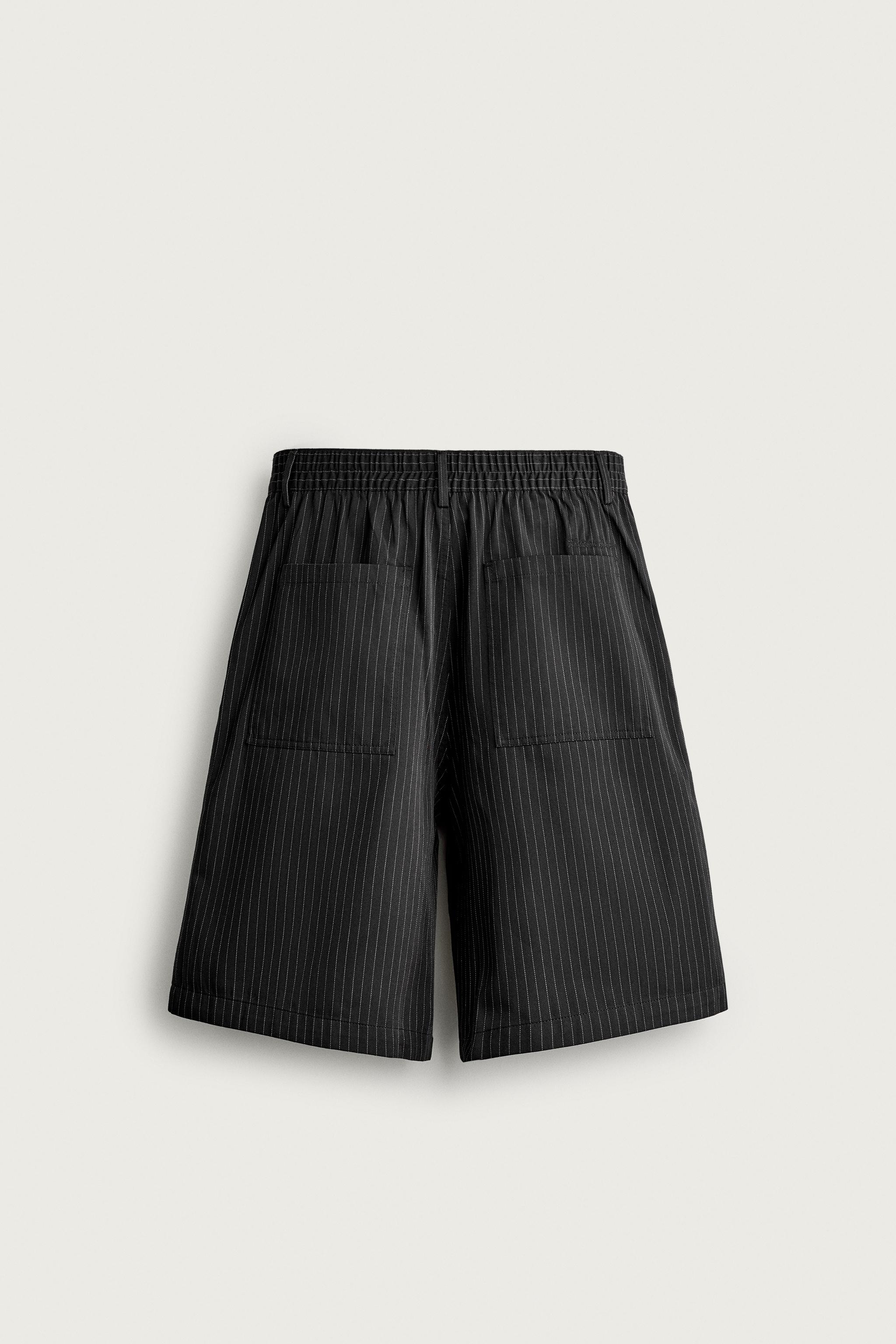 PINSTRIPE BAGGY FIT SHORTS - Black | ZARA United States