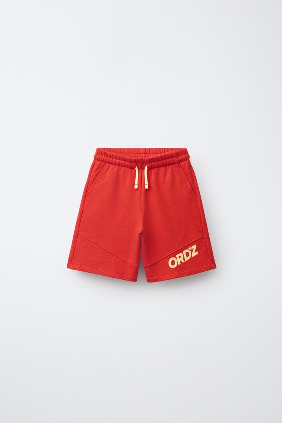 ЛОГОТИПТІ ПҮЛІШ БЕРМУД ШОРТЫ - Ақ / Қызыл Zara компаниясынан - Сурет 0