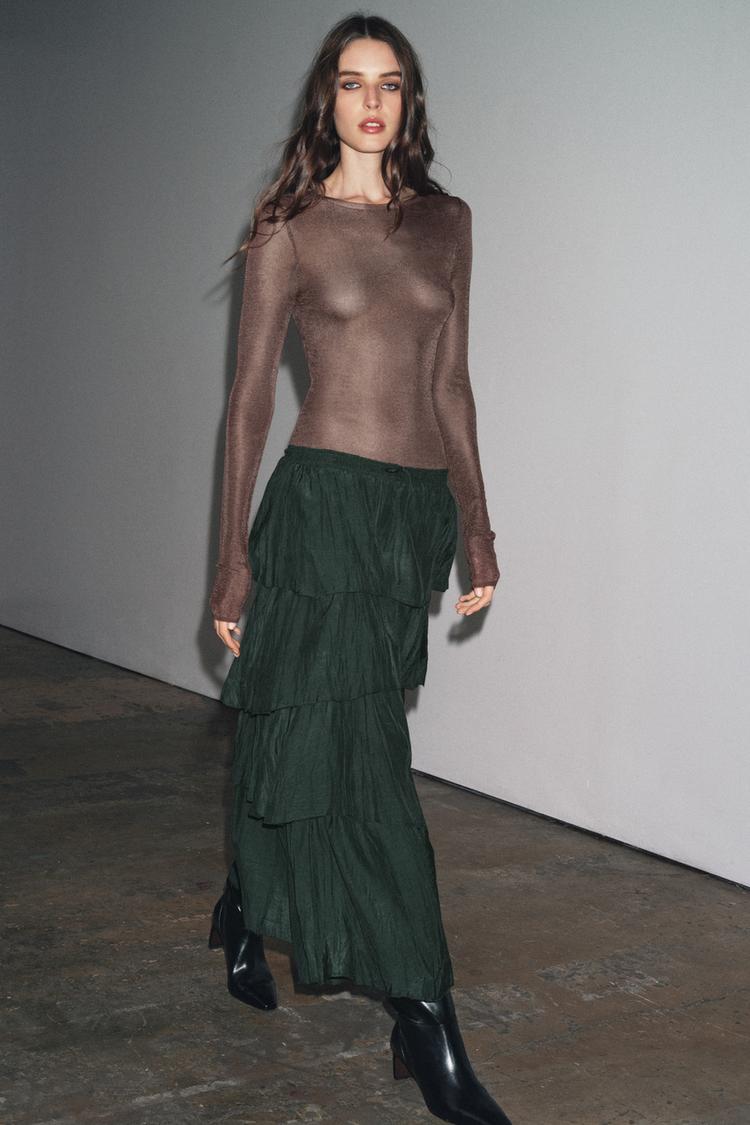 Falda Pantalon Larga Zara Falda Pantalon Falda Larga Verde Zara