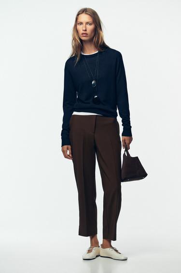 TROUSERS WITH VENT ON THE HEM - Brown by Zara - Image 0