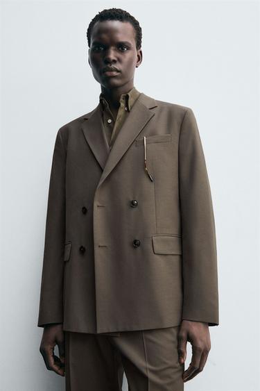 VESTE DE COSTUME À BOUTONNAGE CROISÉ - Gris taupe de Zara - Image 4