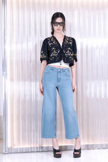 Z1975 HIGH-WAIST CULOTTES - Light blue by Zara