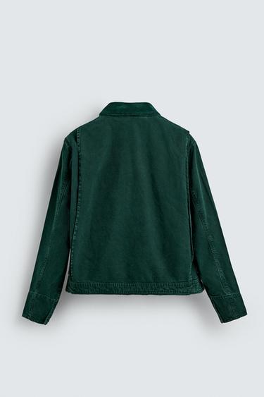 CROPPED FIT DENIM JACKET - Green by Zara - Image 8