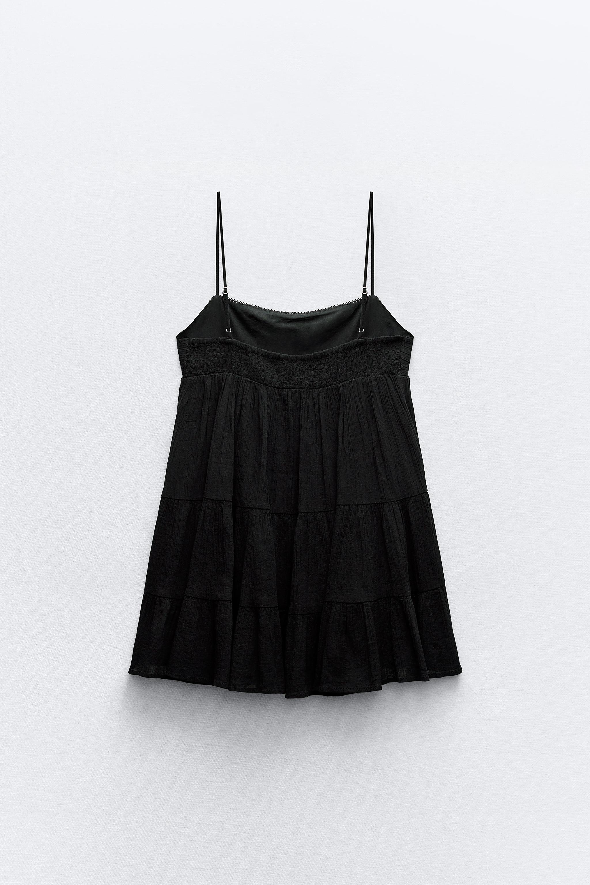 LACE INSERT TIERED SHORT DRESS - Black | ZARA Canada