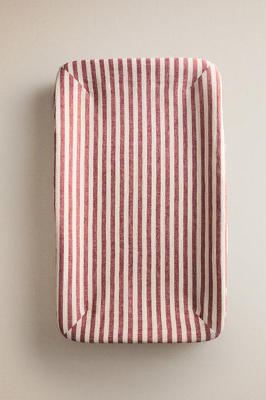 STRIPED LINEN AND COTTON BABY CHANGING MAT COVER - Brick by Zara - Image 4