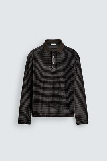 WASHED TEXTURED POLO SHIRT - Dark grey by Zara