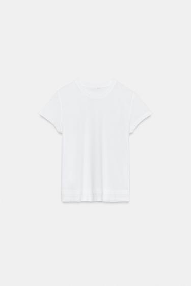 DOUBLE HEM SHORT SLEEVE T-SHIRT - White by Zara