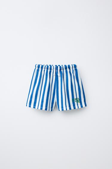 BERMUDA RAYAS TEXTO BORDADO - Azul claro de Zara - Imagen 0