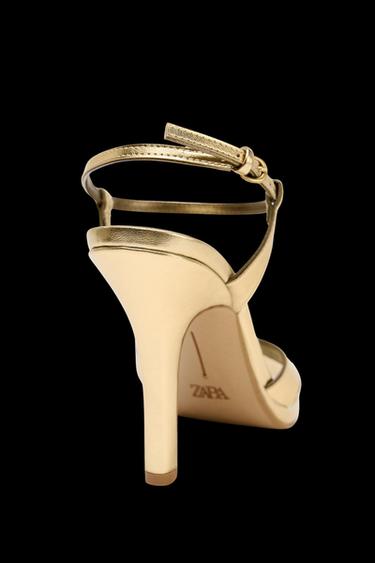 METALLIC-EFFECT HIGH-HEEL SANDALS - Gold by Zara