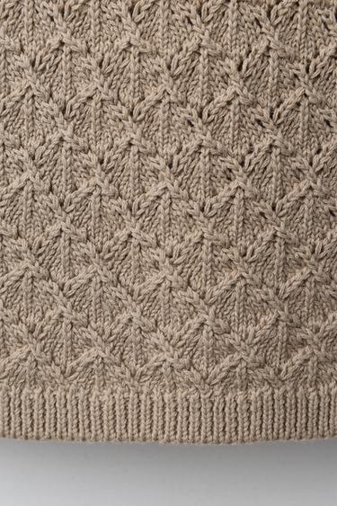 KNIT TOP WITH CROCHET FLOWERS - Mink by Zara - Image 2
