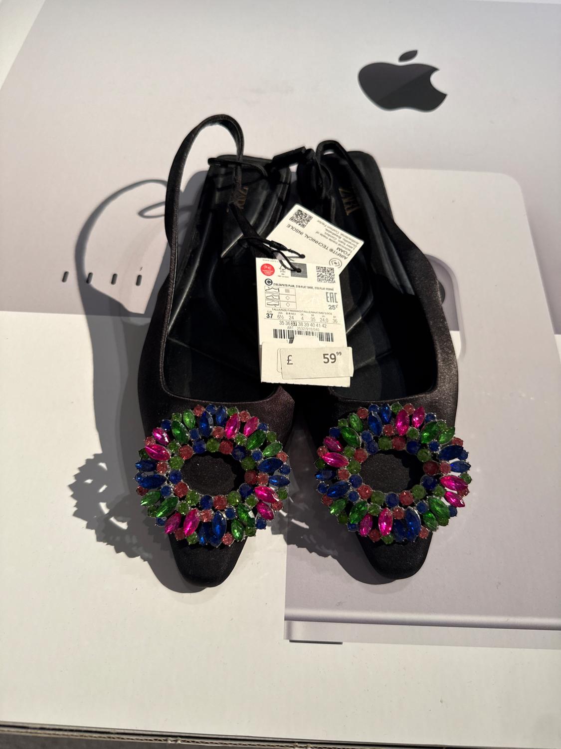 EMBELLISHED FLAT SLINGBACK SHOES