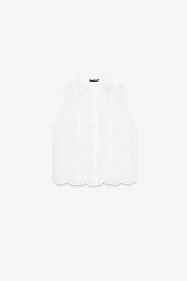 CHEMISE BRODERIES AJOURÉES - Blanc de Zara - Image 4