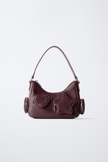SHOULDER BAG WITH POCKETS - Burgundy Red by Zara