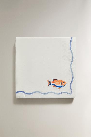 Zara PACK OF FISH PAPER NAPKINS (PACK OF 20) - 藍色
