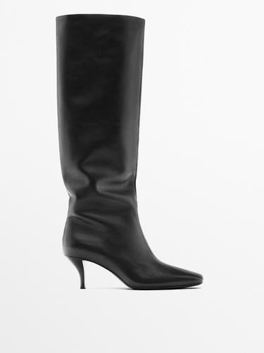 Zara Leather stiletto heel boots - Black
