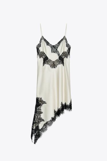 ROBE ASYMÉTRIQUE EN DENTELLE ZW COLLECTION - Écru / Noir de Zara - Image 8