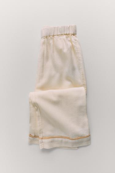 AGES 6-14 / PYJAMAS WITH CONTRAST PIPING - Ecru by Zara