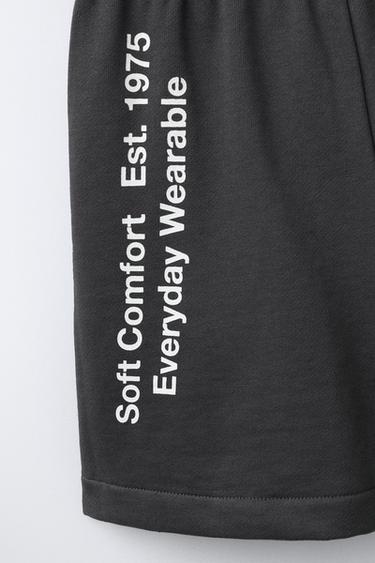 JOGGING BERMUDA SHORTS WITH SLOGAN PRINT - Anthracite grey by Zara - Image 3