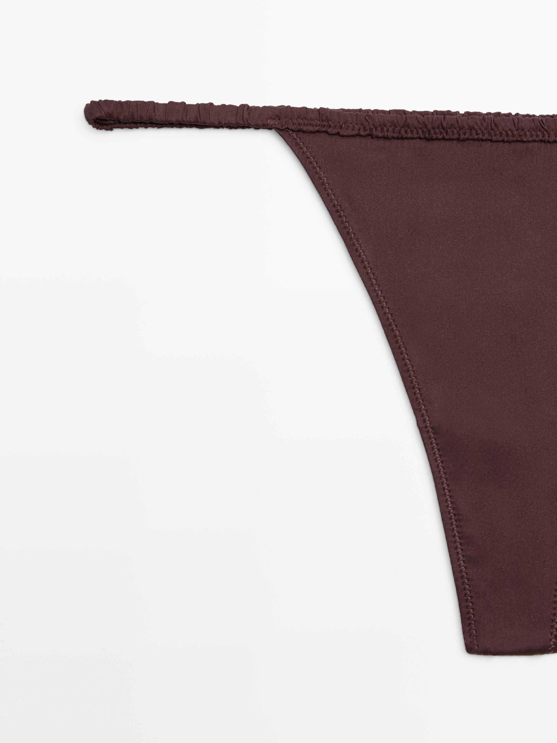 Silk thong with lace detail