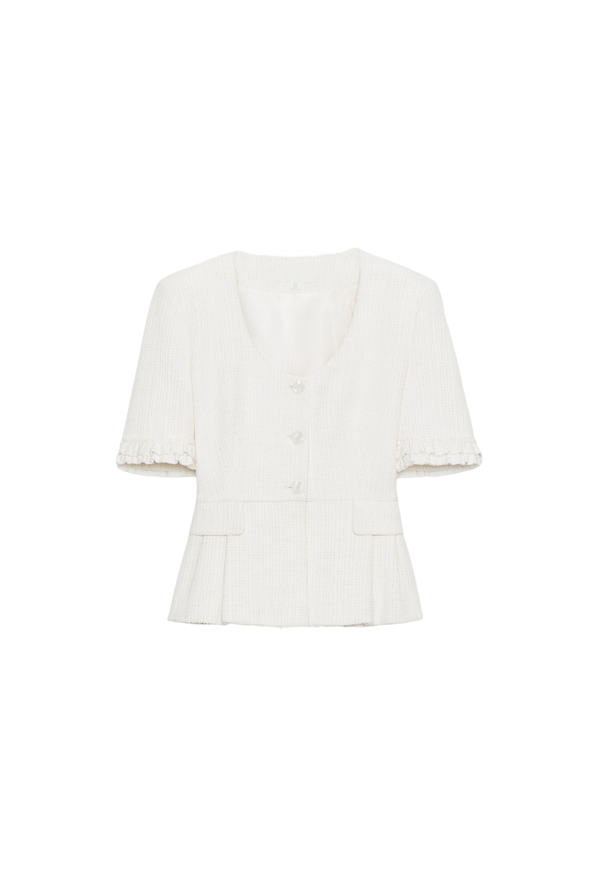 SHORT-SLEEVE RUFFLED PEPLUM JACKET