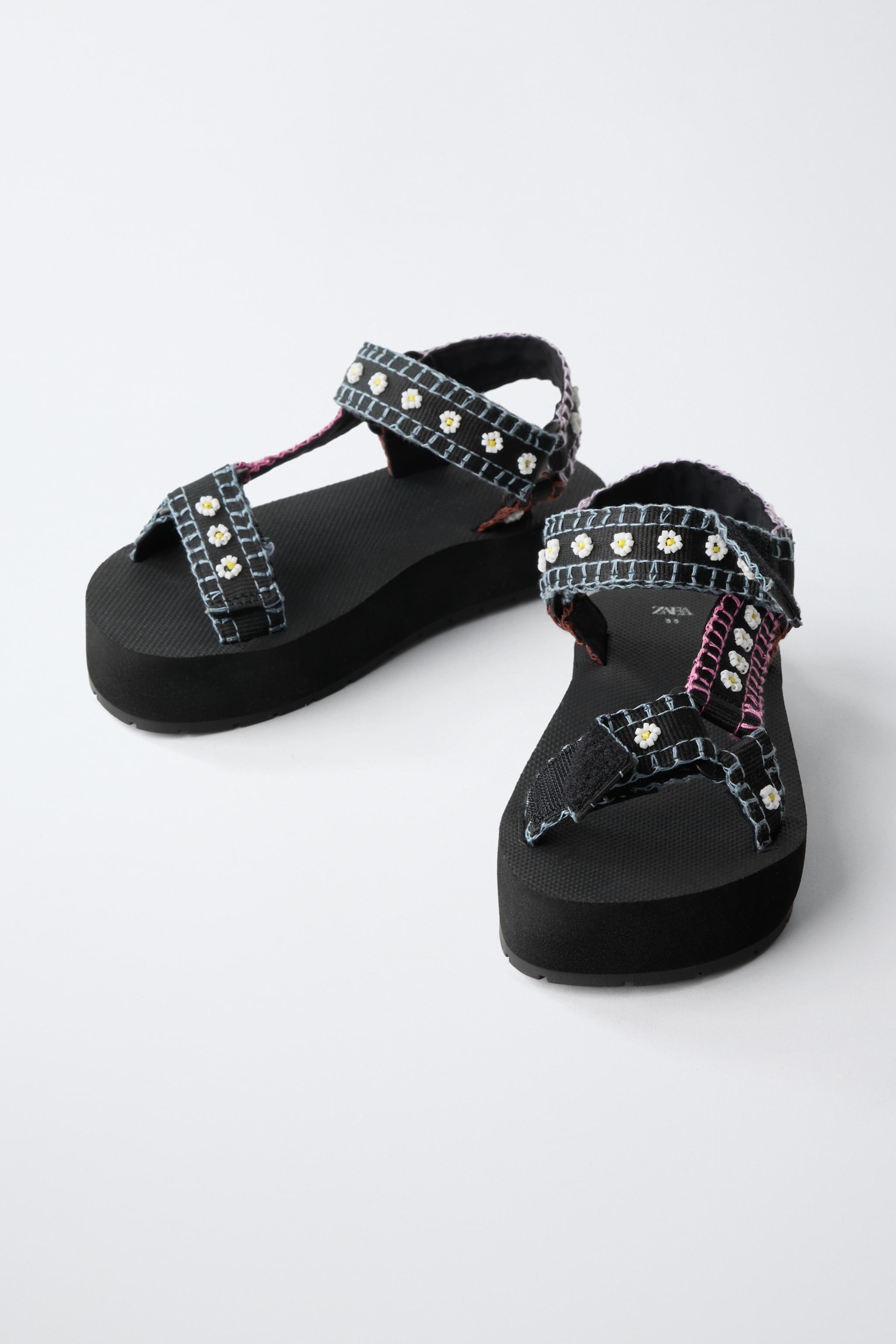 EMBROIDERED FLORAL SANDALS