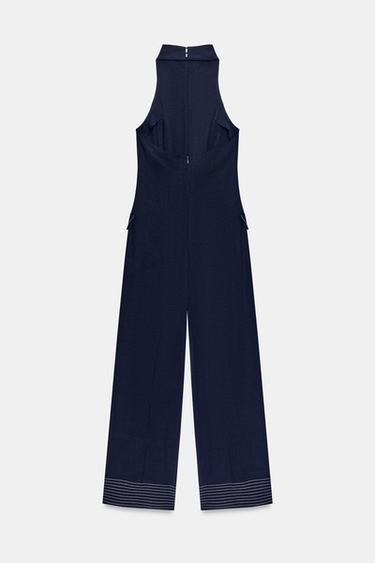 COMBINAISON HALTER LISERÉS CONTRASTE - Bleu encre de Zara - Image 6