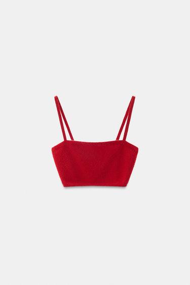 BRALETTE E THJESHTË POLIAMIDI - E kuqe nga Zara