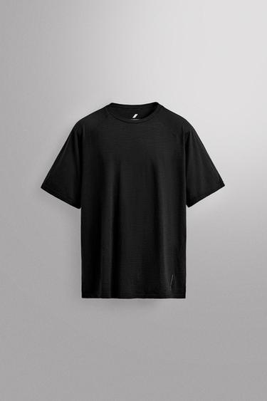 ЖАККАРДОВАЯ ФУТБОЛКА В ПОЛОСКУ ИЗ ШЕРСТИ — ЧЕРНЫЙ от Zara