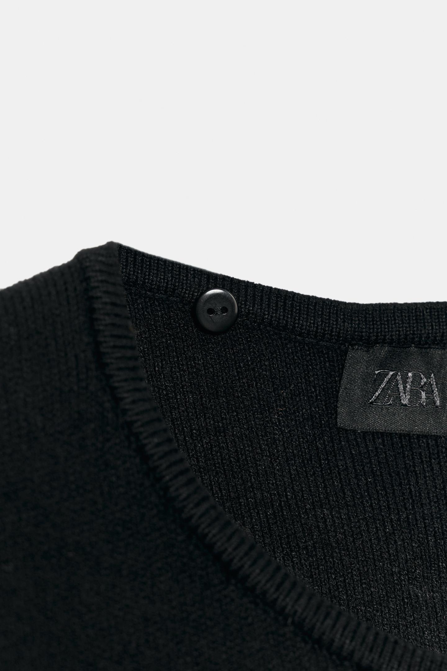 Женский кардиган Zara Short Knit with Detachable Lapel, цвет: Чёрный — фото 12